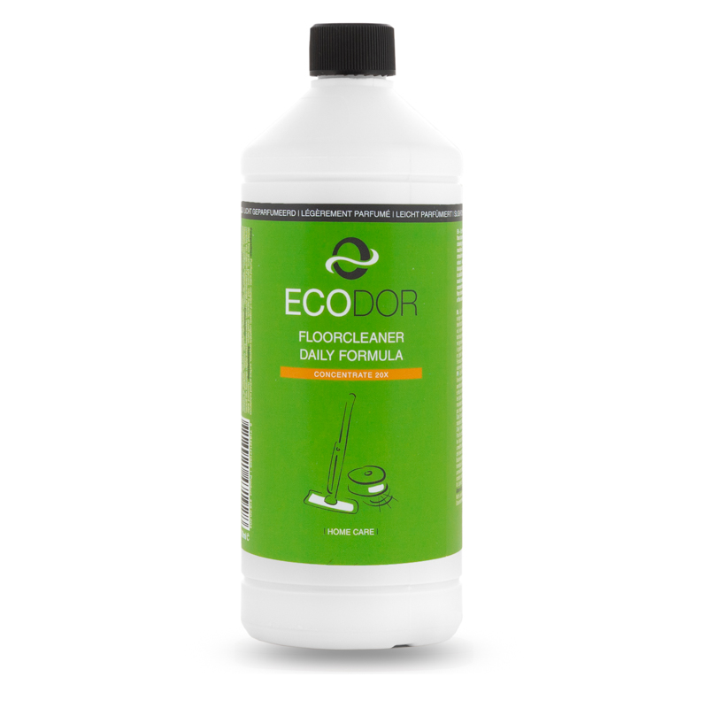 Ecodor EcoFloor Daily Formula vloerreiniger concentraat 1 liter voor dweilrobots, robotstofzuigers met dweilfunctie en harde vloeren.